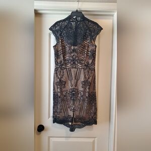 Black Lace Dress With Beige Liner